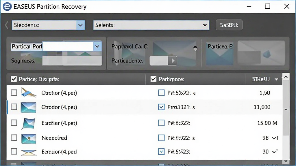 һ��չʾEASEUS Partition Recovery����ɸѡ���ܵ�ͼƬ������Ϊ����ɸѡ����������壬����Ϊ����ɸѡ�����·������б����Ű���������Ϊ�������磬ϸ�ڰ��������˵�����ѡ�򡢷���������ֵ�����ʸ��壬�ɾ����޶���Ԫ��