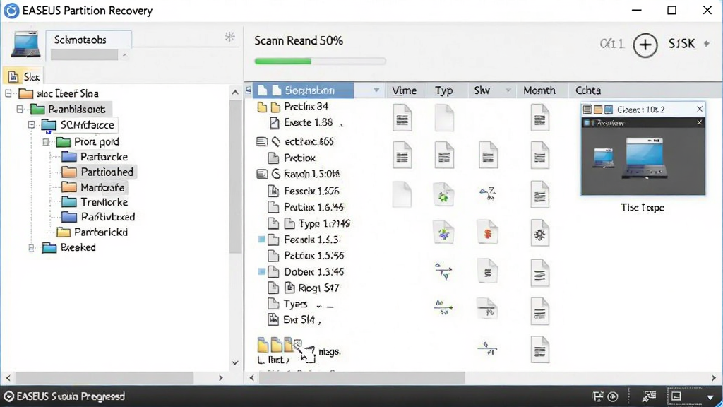 һ��չʾEASEUS Partition Recovery���ɨ�蹦�ܵ�ͼƬ������Ϊ����ɨ����Ƚ��棬����Ϊ���ҷ����������ʾӲ�̷�����״ͼ���Ҳ���ʾɨ�赽���ļ��б����Ű����룬���Ϊרҵ�����������ϸ�ڰ���ɨ��ٷֱȡ��ļ�����ͼ�ꡢԤ�����ڣ������������ɾ����޶���Ԫ��