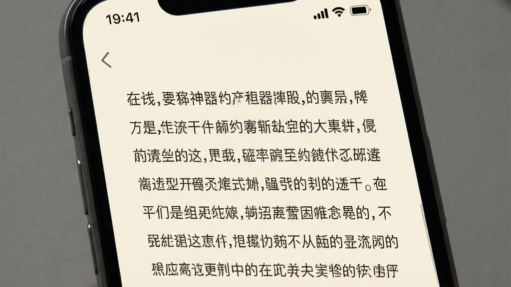 阅读神器阅读界面无广告展示,手机屏幕中显示小说正文内容,页面干净无弹窗,顶部状态栏简洁,背景为米黄色,风格清爽素雅,画质干净整洁