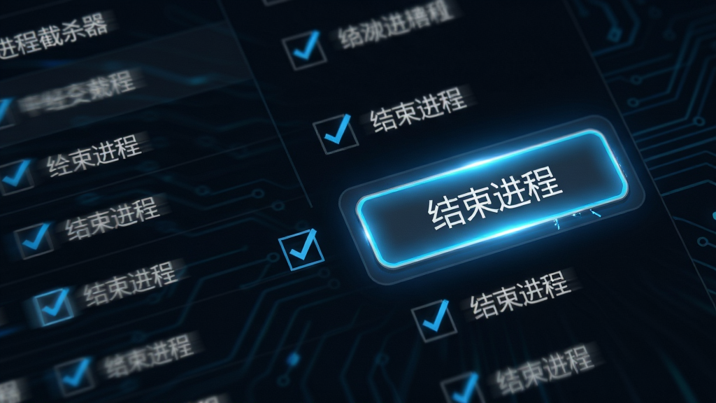 一张展示进程截杀器极速终止进程功能的特写图,画面主体为软件界面中的