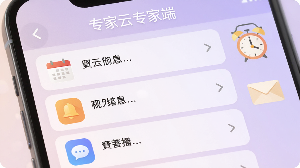 手机屏幕展示消息通知界面,顶部有