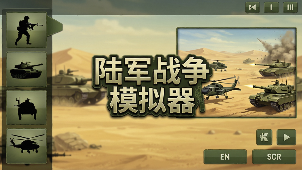 一张横版游戏主界面截图风格插画,画面中央是