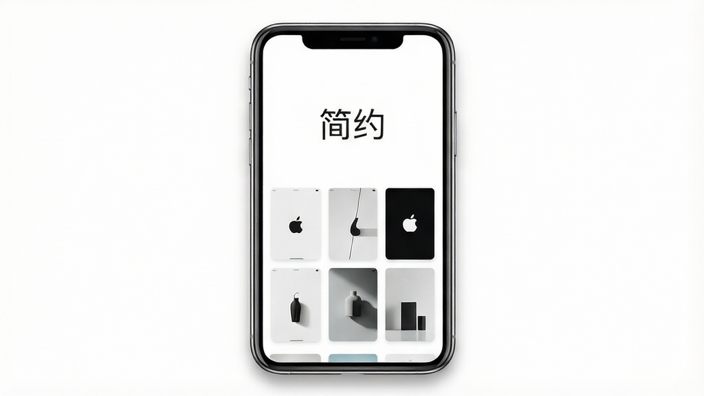 一张展示手机屏幕的图片,屏幕中央是简约软件的主界面,界面干净整洁,上方有
