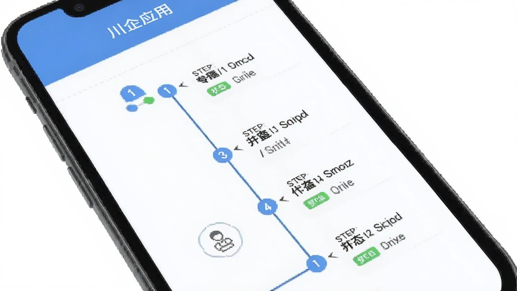 川企通应用内个体代办服务界面,主体为手机屏幕展示代办流程步骤图,布局为时间轴式纵向排列,排版规整,风格为扁平化设计,细节包含步骤序号与状态标识,画质清晰干净无多余元素