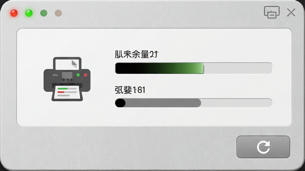一张展示淘打打印机状态监控面板的图片,画面中软件界面显示打印机图标、墨水余量条、纸张数量指示,界面风格为浅灰质感,细节包括状态指示灯、刷新按钮,画质高清,干净,无多余元素