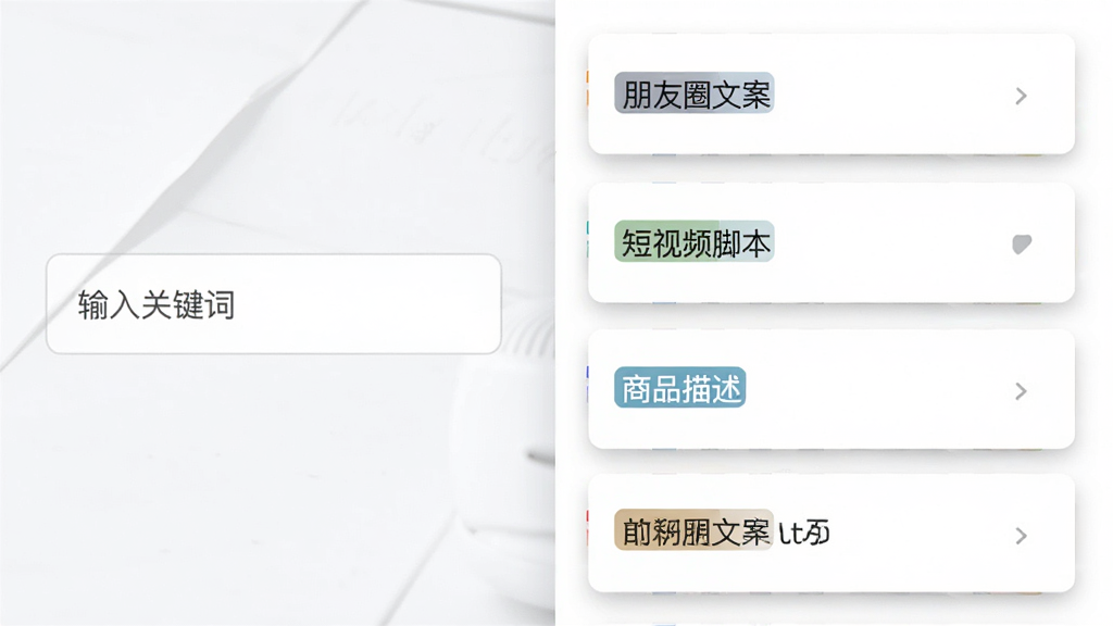 AI魔盒创意文案生成功能场景图,画面左侧是输入框显示