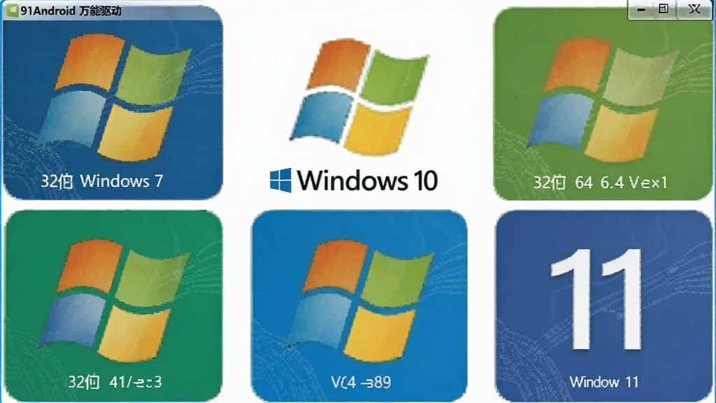 һ��չʾ91Android�����������ݶ���Windowsϵͳ��ͼƬ������Ϊ����������Windows 7��Windows 10��Windows 11��ϵͳͼ�����У�����Ϊ�������ж��ϵͳLogo���Ű����룬���Ϊ��ƽ���Ƽ��磬ϸ�ڰ���32λ��64λ��ʶ��ϵͳ�汾�ţ������������ɾ����޶���Ԫ��