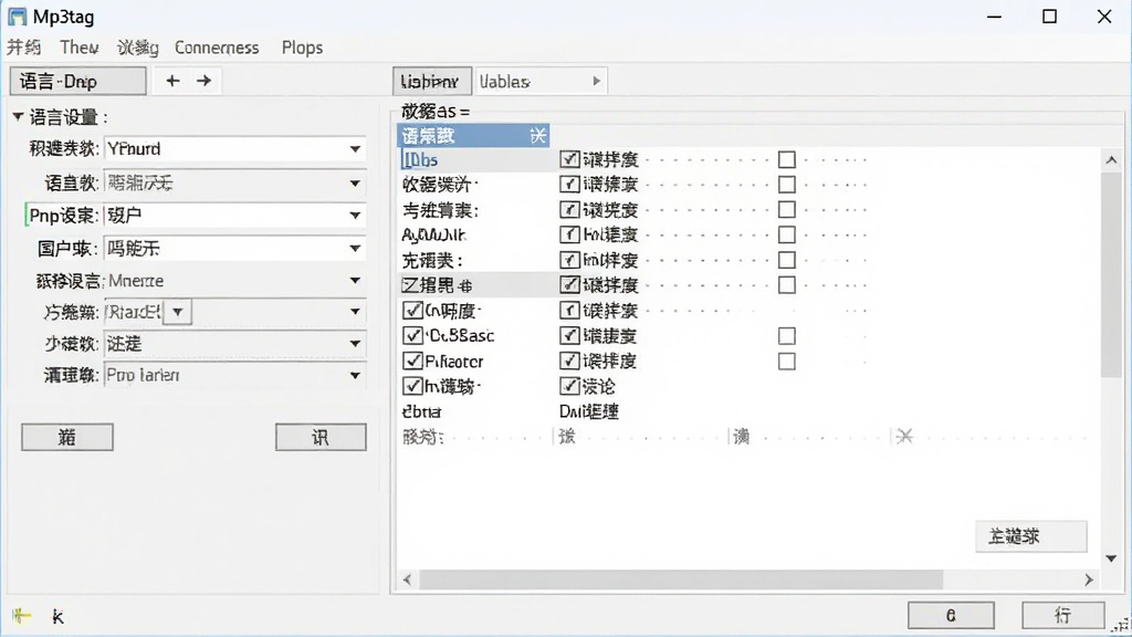 Mp3tag软件中文界面截图,显示语言设置选项和标签编辑面板,画面清晰,风格简洁
