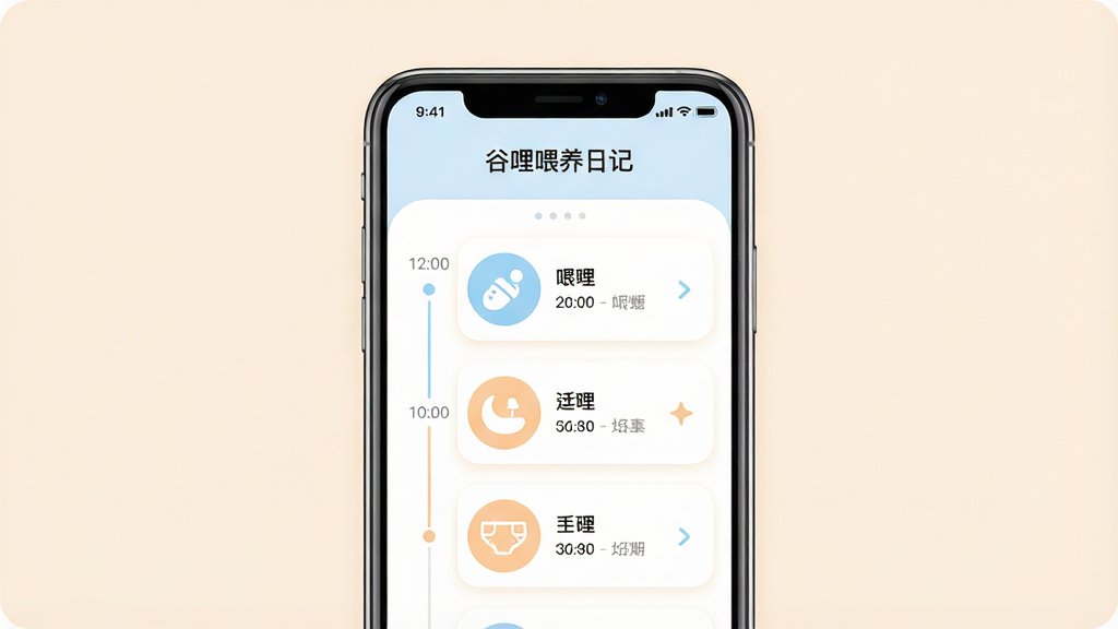一张展示手机应用界面的图片,画面中央是一部竖屏手机,屏幕上显示着