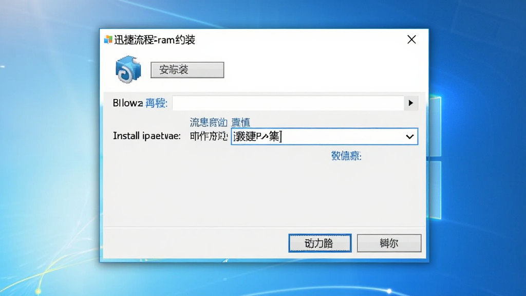 迅捷流程图软件在Windows电脑上的安装向导界面截图,画面主体是安装路径选择窗口,布局为居中对话框,排版简洁,风格为标准Windows安装向导风格,细节上显示浏览按钮和安装路径输入框,画质高清,干净,无多余元素