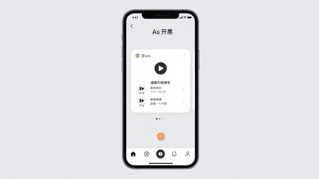 一张展示As开黑简洁操作界面的手机UI设计图,画面为一部手机正面展示As开黑主界面,包含底部导航栏和中央语音房间卡片,背景为纯色浅灰,布局为居中展示,风格为极简UI设计,细节包括清晰的图标和文字标签,画质高清,干净,无多余元素