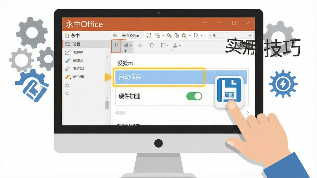 ����Officeʹ�ü��ɲ���ʾ��ͼ����������Ϊһ̨̨ʽ������ʾ������Ļ����ʾ����Office�������ý��棬�����и�����ע���Զ����桱ѡ��͡�Ӳ�����١����أ���Ļ�Ա�����ָ���ͼ��ָ�����������Ϊ���й�ͼ�����Ϊ��ƽ����ѧ�廭��ϸ�ڰ�������ͼ�ꡢ����ͼ�ꡢ����ͼ�꣬����Ϊ���壬����ɾ��޶���Ԫ�أ���Ļ�����ֱ�ע������Office����ʵ�ü��ɡ�������