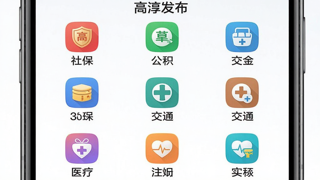 一张手机应用便民服务功能展示图,主体为