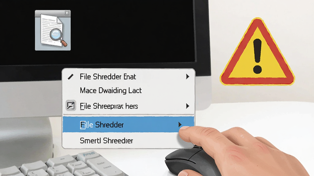 һ�ŵ��԰�ȫ����ʾ��ͼ��������һֻ�����ڵ������Ҽ��˵��е�File Shredderѡ���Ļ�Ա���ʾ������ʾͼ�꣬���дʵ�������������ɾ��޶���Ԫ��
