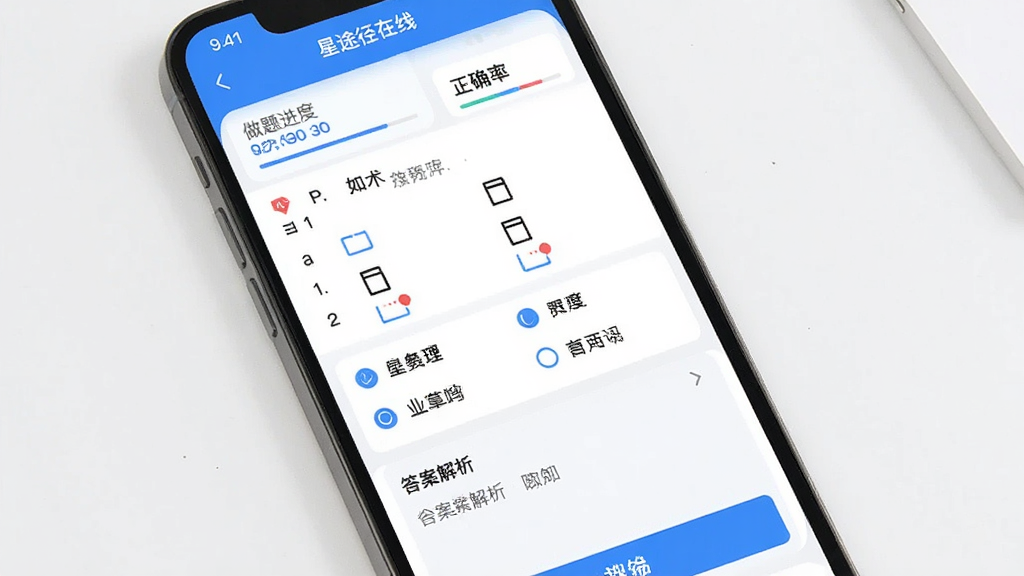一张展示手机题库练习界面的图片,画面中