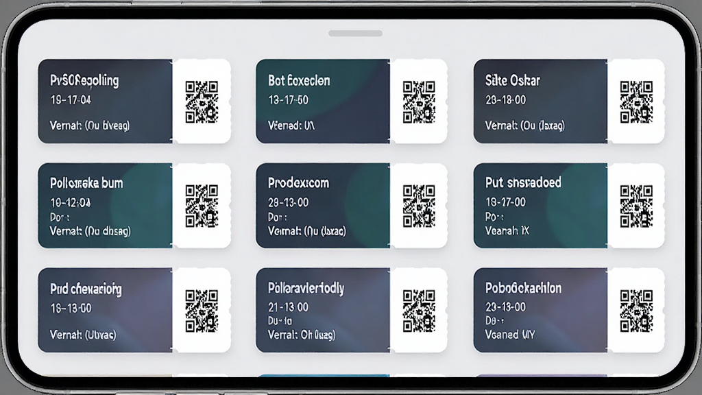 ���APP����Ʊȯ�������棬�ֻ���Ļ��չʾ���APP��Ʊ��ҳ�棬���ŵ���Ʊ�Կ�Ƭ��ʽ���У�ÿ�ſ�Ƭ���л���ơ�ʱ�䡢�ص�Ͷ�ά��ͼ�꣬����Ϊǳ��ɫ����Ƭ����Բ�Ǻ���΢��Ӱ��������ɾ����䣬�������룬���ʸ���������Ԫ��