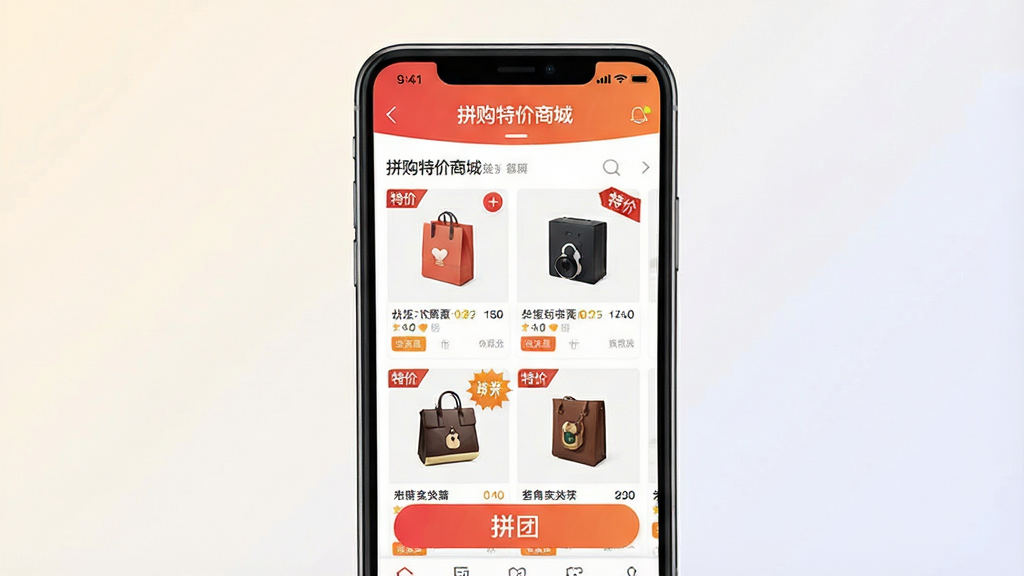 һ���ֻ�Ӧ�ý���չʾͼ������������һ�������ֻ�����Ļ����ʾ��ƴ���ؼ��̳ǡ�����ҳ���棬������Ʒ����ƴ�Ű�ť���ؼ۱�ǩ������Ϊǳɫ���䣬������ִ���ϸ�����������ʸɾ����޶���Ԫ��
