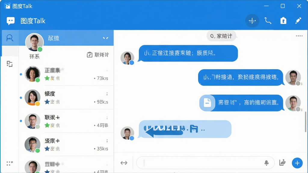 һ��չʾͼ��Talk�����������ͼƬ�������������������촰�ڣ����Ϊ��ϵ���б����Ҳ�Ϊ�Ի��������򣬴��ڶ�����ʾ��ͼ��Talk���������ƣ����岼�����������ü��ı�ƽ����Ʒ����ɫ������Ϊ����ϸ����������Ϣ���ݺ��ļ�����ͼ�꣬���ʸ��壬�ɾ����࣬�޶���Ԫ��
