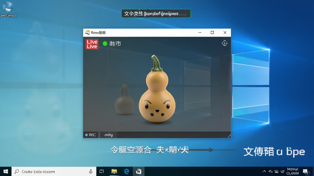 一张小葫芦直播录制助手NEW在Windows电脑上运行的场景图,主体为电脑桌面截图,软件窗口位于画面中央,周围有录制进度提示和文件保存路径显示,布局为居中构图,排版简洁,风格为真实软件截图风格,细节包含任务栏、窗口标题栏、录制指示灯等,画面干净,画质高清,无多余元素