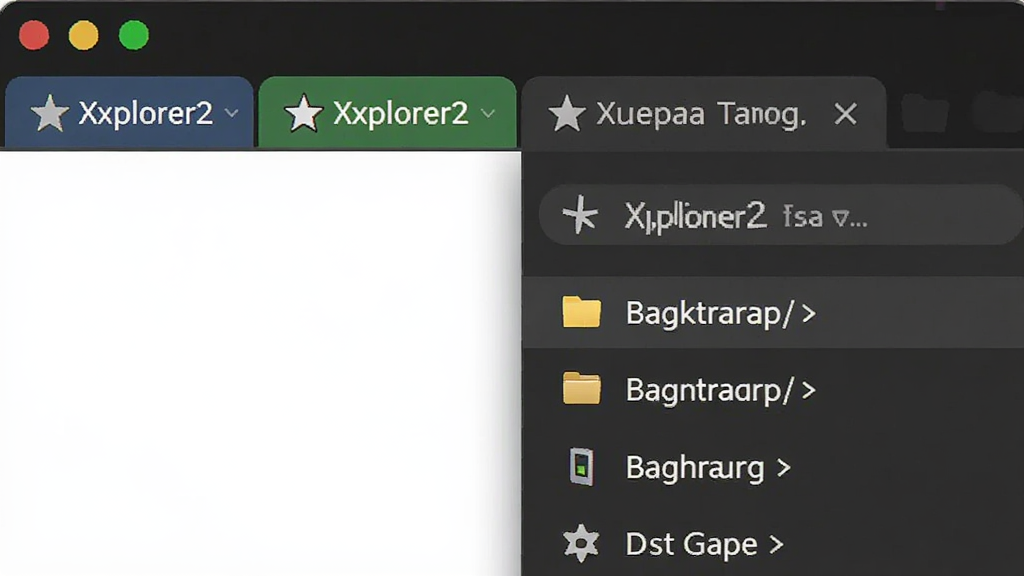 一张展示Xplorer2标签页与书签功能的图片,主体为软件顶部多个标签页和侧边书签栏,布局为软件界面局部特写,排版紧凑,风格现代简约,细节包括彩色标签、星标书签图标、文件夹路径,画质高清、干净、无多余元素