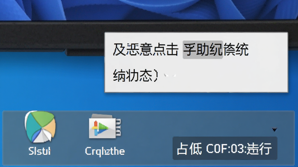 开启防恶意点击助手系统托盘运行状态图,主体为电脑桌面右下角系统托盘区域显示软件图标,布局为局部放大特写,排版简洁,风格为写实桌面截图风,细节包括托盘图标、悬浮提示框、低占用数值显示,画质高清,画面干净,无多余元素