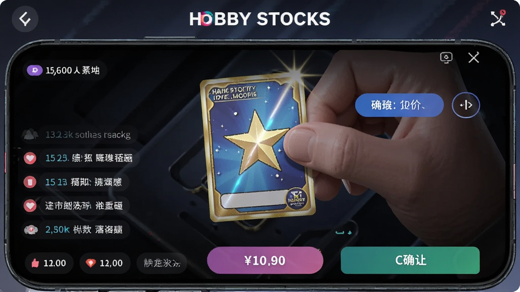 画面主体为手机屏幕中的开卡直播界面,顶部有