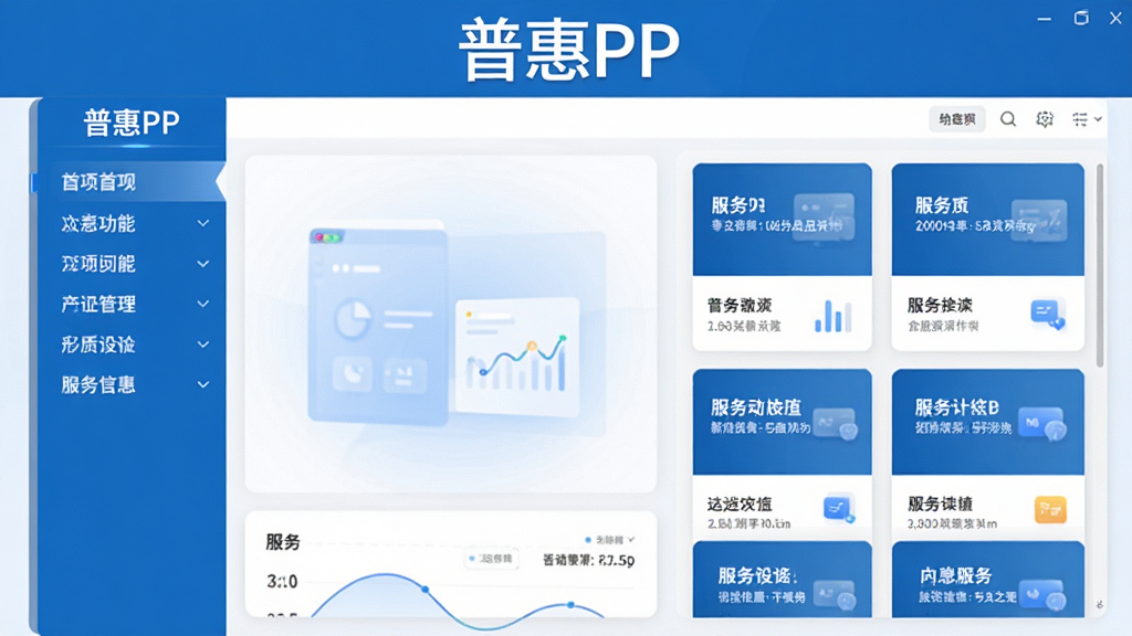 普惠PP软件主界面全貌展示,画面中央是软件主面板,上方标注