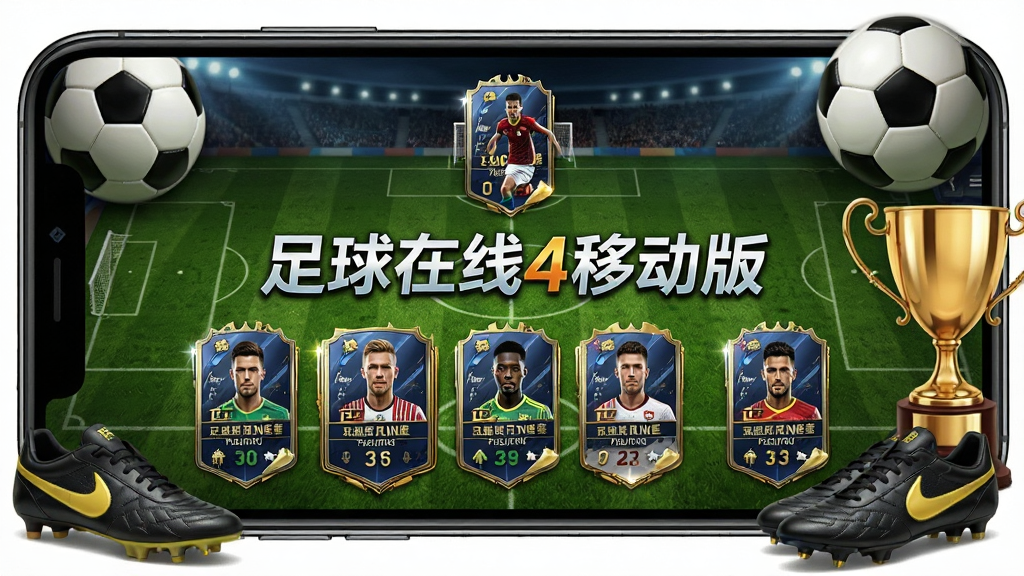 一个手机屏幕展示足球游戏界面,画面中央是