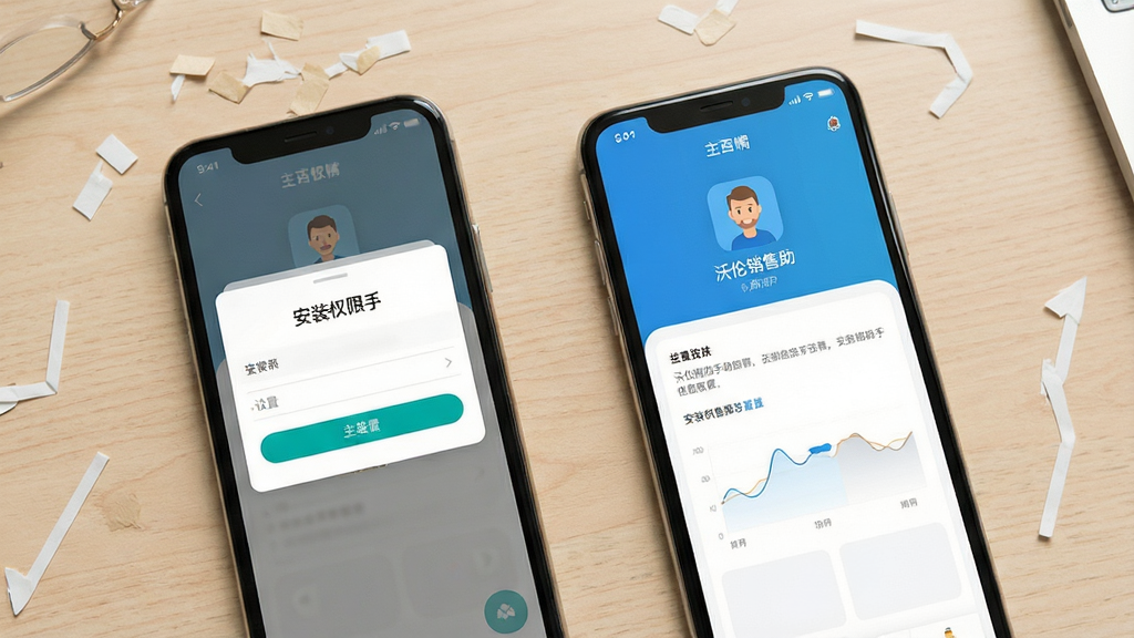 ������������ʹ�ý̳�ʾ��ͼ������չʾ�ֻ���Ļ�а�װȨ�����ý����APP�����沢����ʾ������Ϊǳɫ���棬��������ˣ������������޶���Ԫ��
