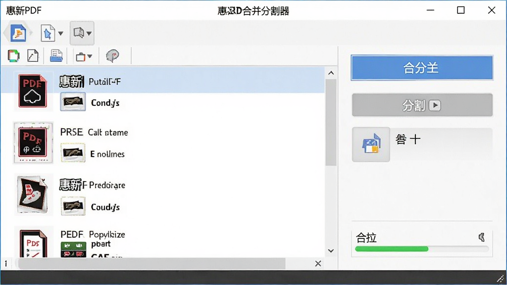 ����PDF�ϲ��ָ�������������չʾ����������Ϊ�����������ڣ������ʾPDF�ļ��б����Ҳ�Ϊ�ϲ���ָ�ܰ�ť�����岼�ּ�����������Ϊ�ִ��칫�������棬ϸ�ڰ����ļ�����ͼ������������ʸ��壬�ɾ����޶���Ԫ��