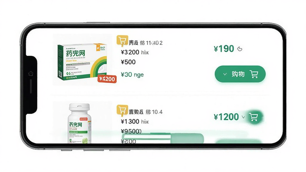 主体为药兜网App购药界面,布局为手机屏幕内展示药品列表与购物车按钮,排版为左侧药品图片右侧价格与购买按钮,风格为简洁医疗电商风,细节包括药盒、价格标签、加入购物车图标,画质清晰干净无多余元素