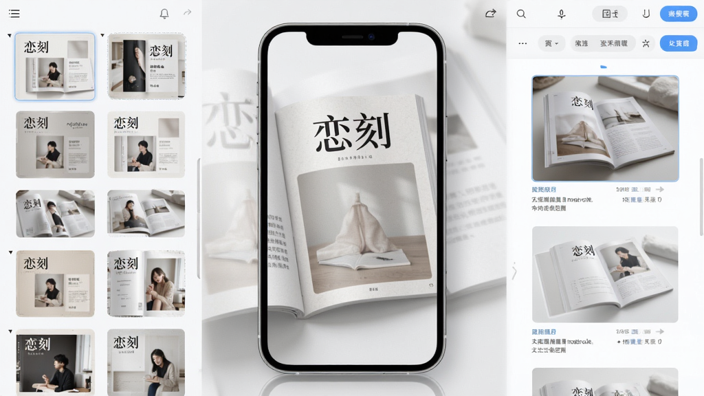 软件主界面展示,主体为手机屏幕中显示一本翻开的电子杂志,杂志封面写着