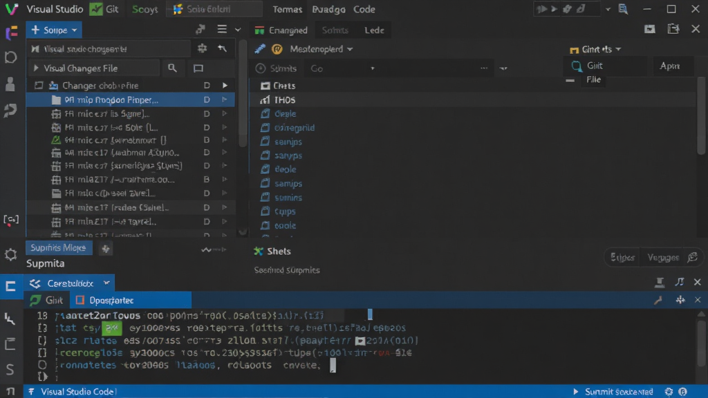 һ�� Visual Studio Code ���� Git ������ն˽���ͼ�����������ʾ Git �����ļ��б����ύ��ť���ײ��Ǽ����ն˴��ڣ����������ɫ���⣬���ֽ��գ����רҵ�������������ɾ��޶���Ԫ��