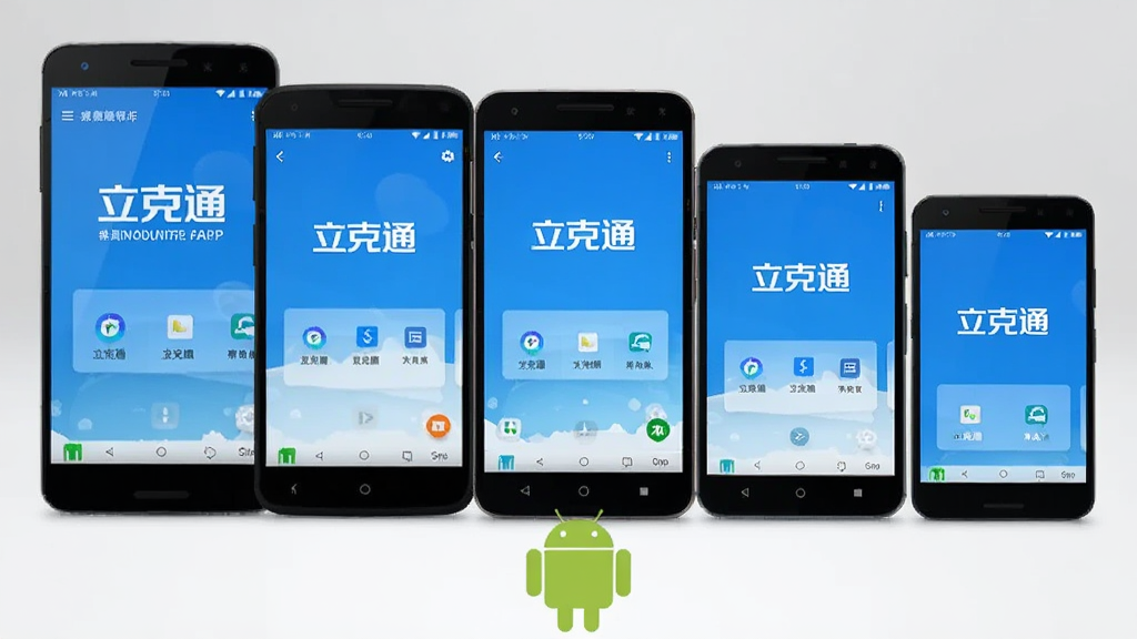 多部不同尺寸的安卓手机并排展示,每部手机屏幕都显示