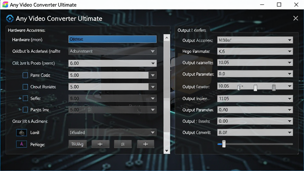 Any Video Converter Ultimate �������ý����ͼ������չʾӲ������ѡ�����������������壬�����д��� ��Any Video Converter Ultimate�� ��ʶ������Ϊ��ɫ�Ƽ���񣬲�������������������ϸ�ڷḻ���޶�������װ��