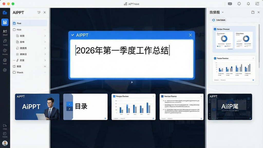 ��������Ϊ��AiPPT���������棬������һ����Ŀ�����������д�š�2026���һ���ȹ����ܽᡱ��������·�����������Զ����ɵĻõ�Ƭ����ͼ���ֱ�չʾ���桢Ŀ¼��ͼ��ҳ������ҳ�ͽ�βҳ�����ֲ������ҷ���ʽ�Ű棬���Ϊ���������Ҳ�Ϊ���ɽ��Ԥ�������Ϊ�ִ���Լ����磬ϸ�����������ʸɾ����޶���Ԫ�ء�