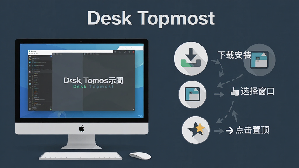 Desk Topmost����ʹ��ָ��ʾ��ͼ������չʾһ��������Ļ����Ļ�����Desk Topmost�������棬�Ҳ��ǲ�������ͼ�⣬���������ذ�װ����ѡ�񴰿ڡ�������ö�����������ͼ�꣬���Ϊ��ƽ���̷̳磬���С�Desk Topmost�����֣������������Ű�����