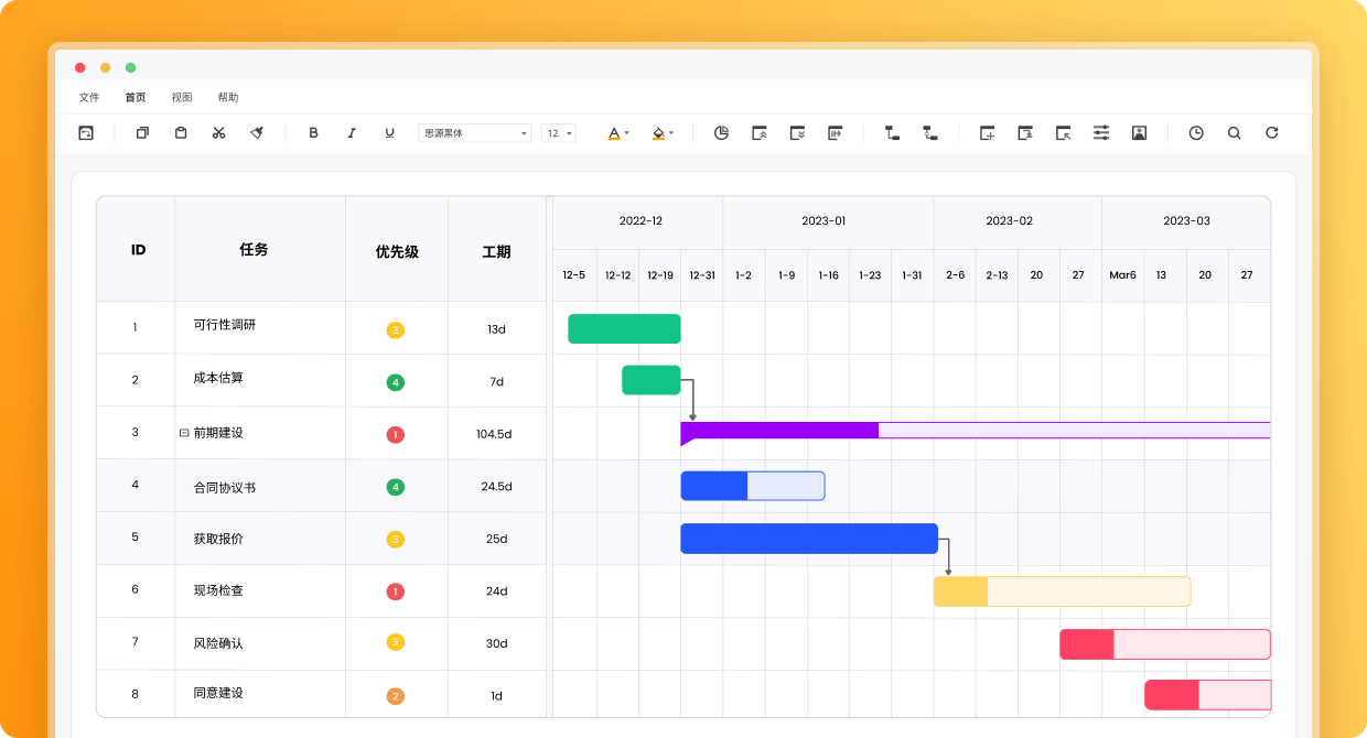 亿图项目制图软件 甘特图 制作教程 安卓版