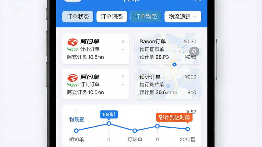 �������Ҷ�����������չʾ������Ϊ�ֻ���Ļ�ڶ����б�������׷�ٵ�ͼ�������Ϸ�Ϊ����״̬ɸѡ��ǩ���в�Ϊ������Ƭ�б����·�Ϊ�����켣ʱ���᣻�Ű���������ݶ��룻���Ϊ���������Ӧ�ý��棬��ɫ���ɫΪ����ϸ�ڰ���������˾ͼ�ꡢ����ڵ������ߡ�Ԥ�Ƶ���ʱ���ǩ�����ʸ��壬����ɾ����޶���Ԫ�ء�