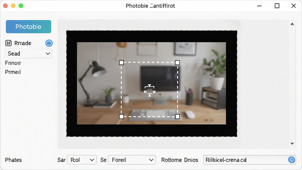һ��չʾPhotobie��Ļ��׽�붯��¼�ƹ��ܵ�ͼƬ������Ϊ��Ļ��׽���ô�����¼������ѡ��򣬲���Ϊ����¼��Ԥ����ײ��������������Ű��࣬���Ϊʵ�ù��߽�����ϸ�ڰ���¼�ư�ť��֡��ѡ�����ѡ�����߿��뱣���ʽ�����˵�����������������ɾ����޶���Ԫ��