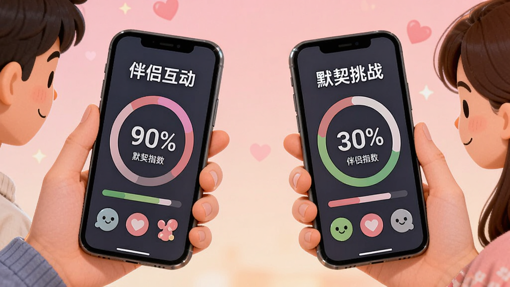 情侣两人各自拿着手机参与