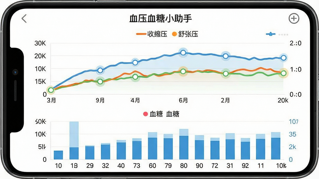一张手机应用内的数据趋势图界面截图,主体是