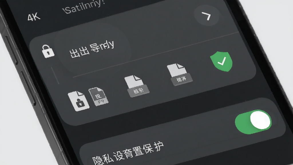 有幸Ulucky数据导出与隐私保护界面图,主体为手机屏幕显示导出选项和隐私设置开关,布局为设置列表垂直排列,排版简约,风格为商务极简风,细节包括锁形图标、文件格式图标和绿色安全标识,画质为4K,画面干净无多余元素,背景为浅灰色。