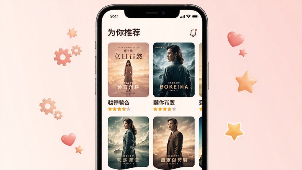 一部手机屏幕中显示个性化推荐页面,画面上有
