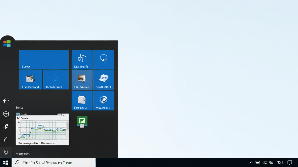 Win10经典开始菜单运行状态展示,画面中Windows 10任务栏和开始菜单正常运行,系统资源占用显示极低,背景为干净的桌面,布局简洁,排版清爽,风格商务办公,细节包含任务管理器性能图表和开始菜单图标,画质清晰,干净,无多余元素