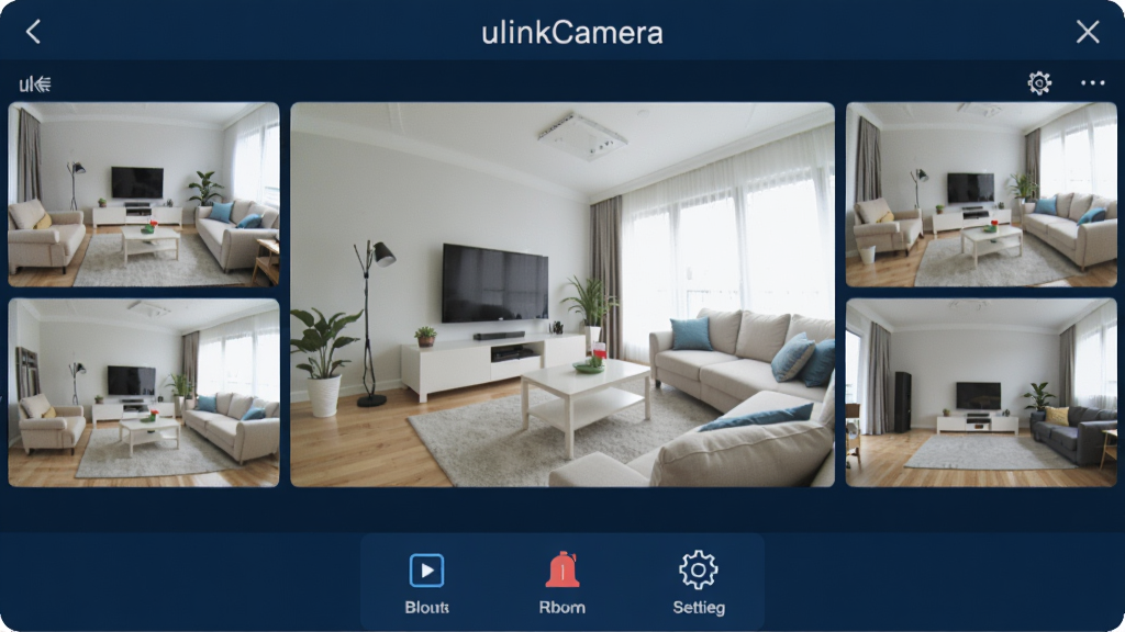 һ��չʾulinkCamera������������ֻ���Ļ��ͼ�����������������Ŀ���ʵʱ��ػ��棬���ܻ������ĸ�С������ʾ��ͬ����ļ���ӽǣ���Ļ��������������