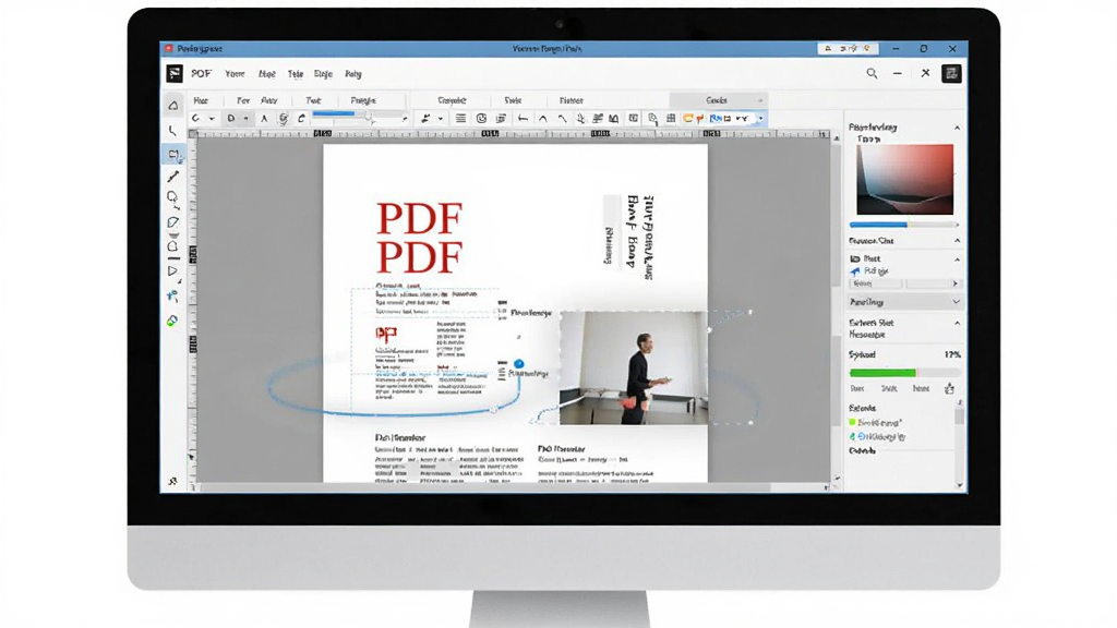 一张展示PDF编辑宝在Windows电脑上流畅运行编辑大型PDF文档的场景图,主体是电脑屏幕显示PDF编辑宝界面与文档内容,布局为全屏软件窗口,排版突出操作流畅感,风格为高效办公风,细节包括进度条、页面渲染效果、系统资源占用指示,画质高清,画面干净,无多余元素