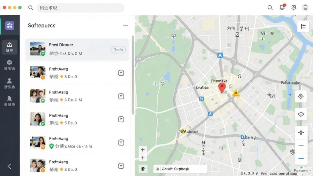 附近求职招工作 软件界面截图 岗位列表与地图结合