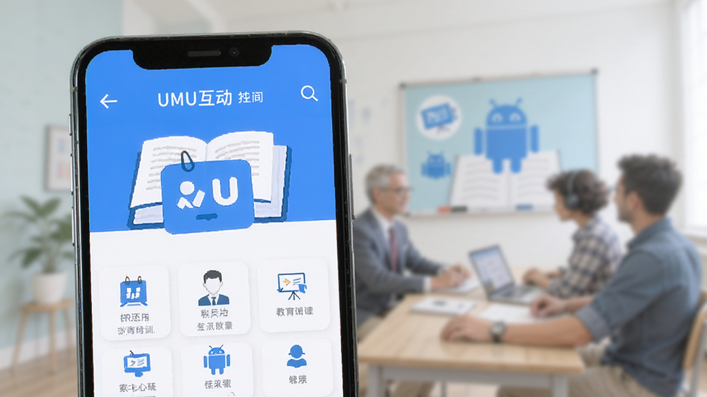 UMU互动 安卓版 应用主界面 手机屏幕 教育培训场景 蓝白色调 扁平化设计 干净简洁 高清画质 无多余元素