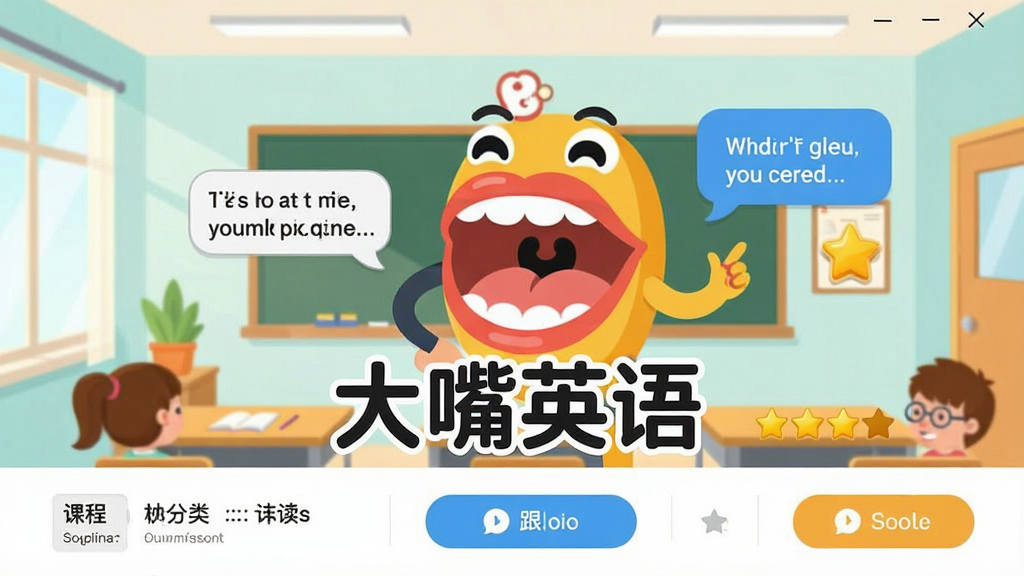 一张展示大嘴英语软件主界面的图片,画面中央是软件logo和名称
